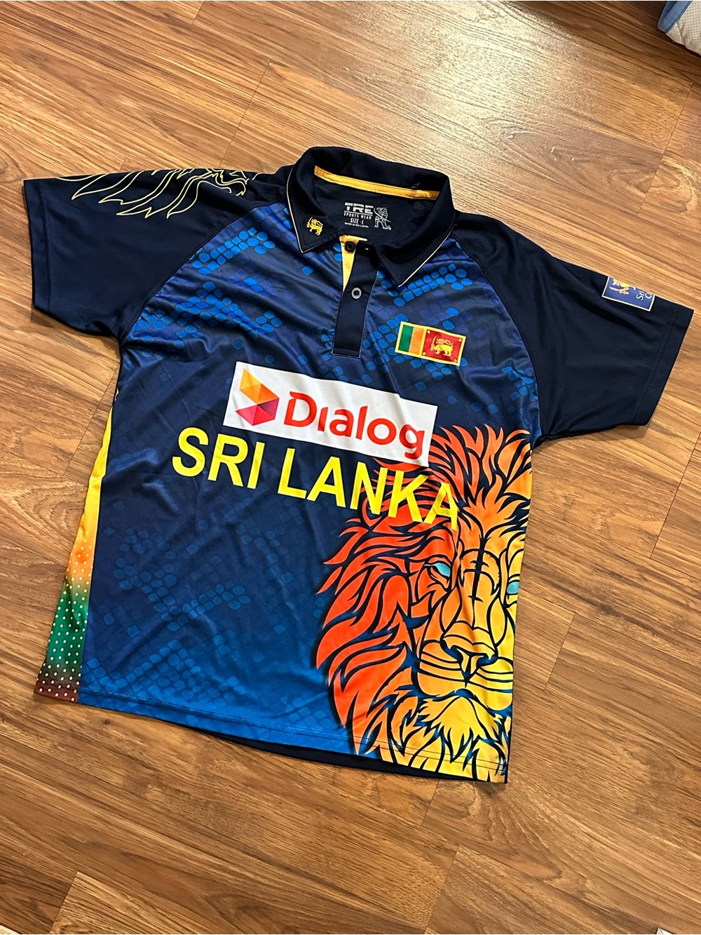 Sri Lanka Navy & Yellow Cricket Jersey with Lion Graphic